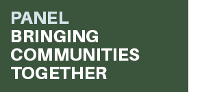Green box with Bringing Communities Together in white print